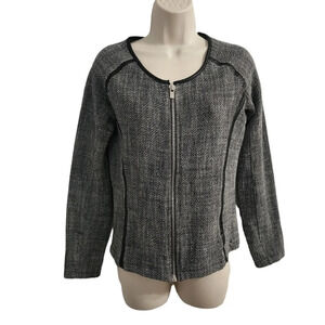 SCOTCH + SODA MAISON SCOTCH Black White Zip Up Cotton Tweed Jacket Size S